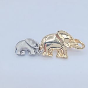 Vintage Elephant Brooch Gold Silver Tone Mother Baby Cute Gift